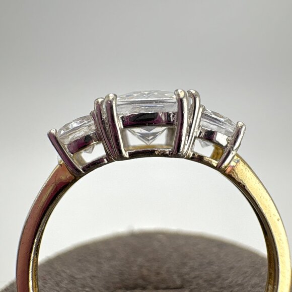 Sterling Silver 925 Cubic Zirconia Three Stone Prong Set Statement Ring Size 7 - Picture 8 of 15